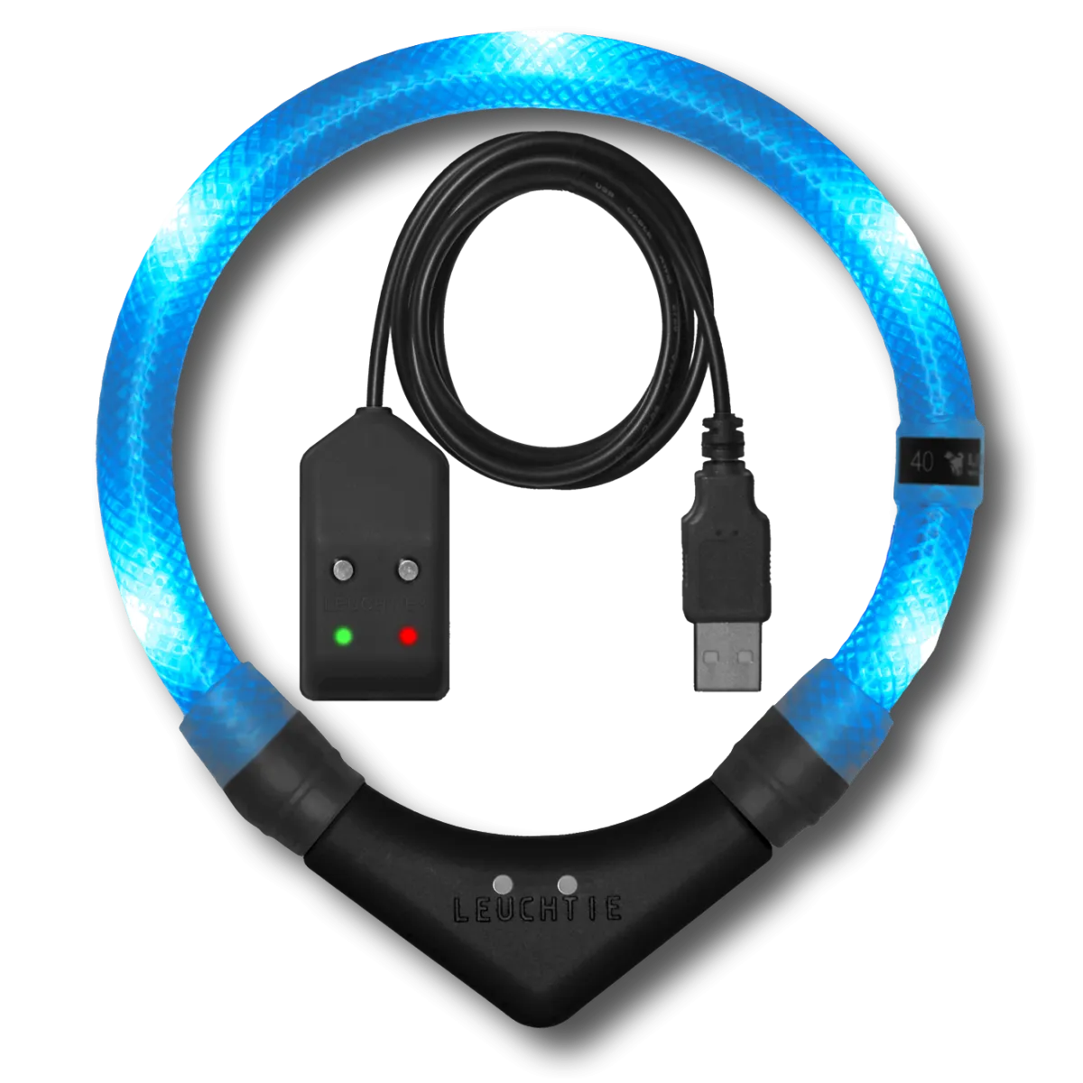 LED-Halsband Easy Charge 35 cm eisblau – LEUCHTIE