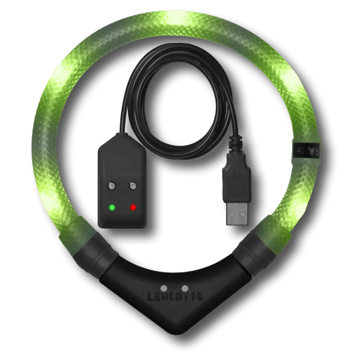 LED-Halsband Easy Charge 35 cm limette – LEUCHTIE
