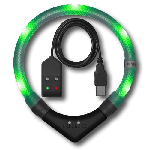 LED-Halsband Easy Charge 60 cm grün extra hell – LEUCHTIE