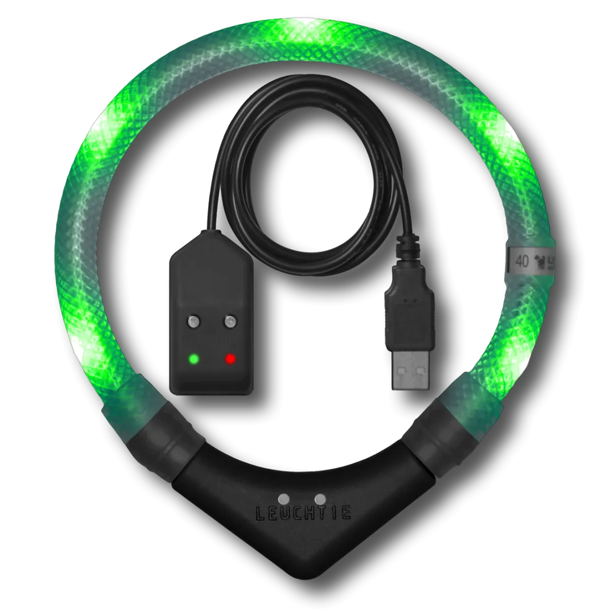LED-Halsband Easy Charge 55 cm grün extra hell – LEUCHTIE