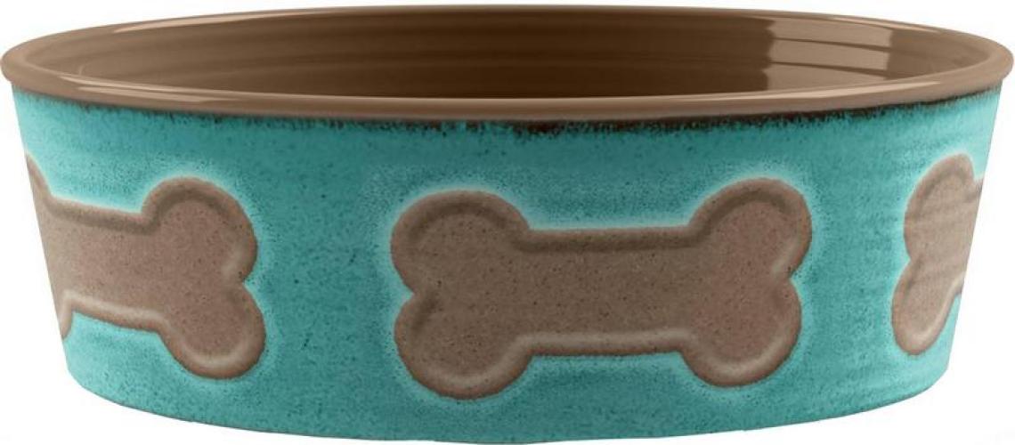 Melaminnapf Bone Emboss, Ø 21 cm, H 7 cm, türkis