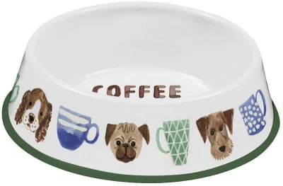 Melaminnapf Coffee & Dogs L, Ø 21 cm, H7 cm, weiss
