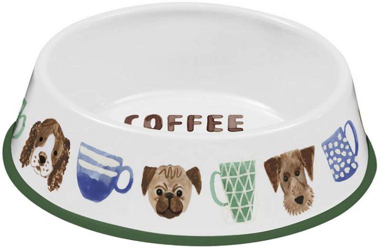 Melaminnapf Coffee & Dogs L, Ø 21 cm, H7 cm, weiss