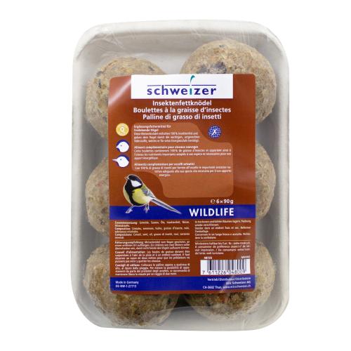 Insektenfettknödel. 6 x 90 g. netzfrei