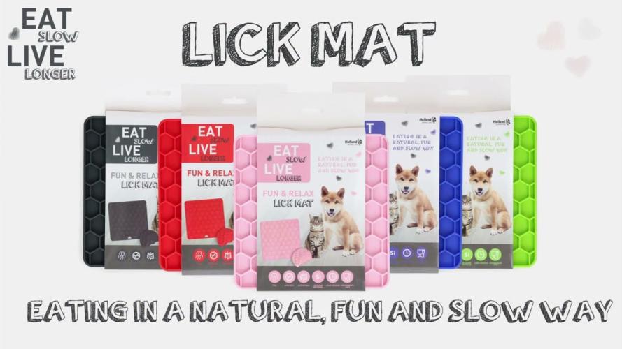 Eat Slow Live Longer Lick Mat Honeycomb Blau