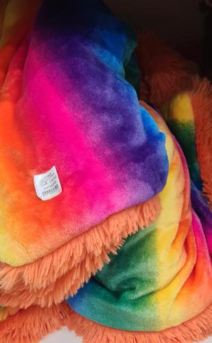Relaxdecke superflauschig, orange, Regenbogen, 140x90cm,
