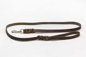 Leine 3fach verst. 1.6m, Fettleder 10mm, dunkelbraun, Bolzenhaken 60mm