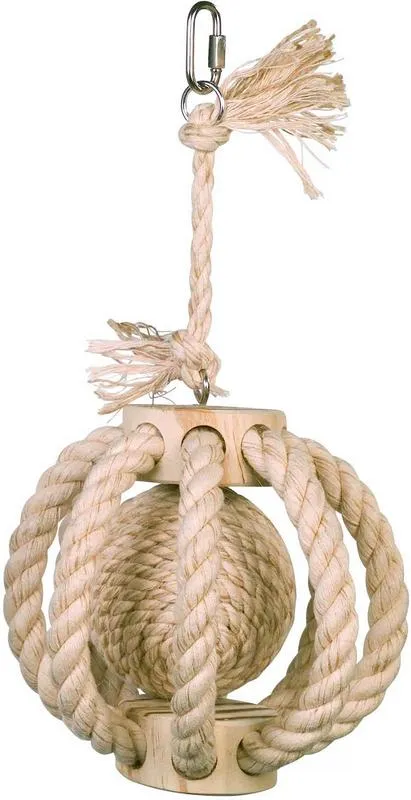 Klettering aus Sisal und Holz mit innenliegendem Ball mit Glocke, 30 x Ø 14 cm