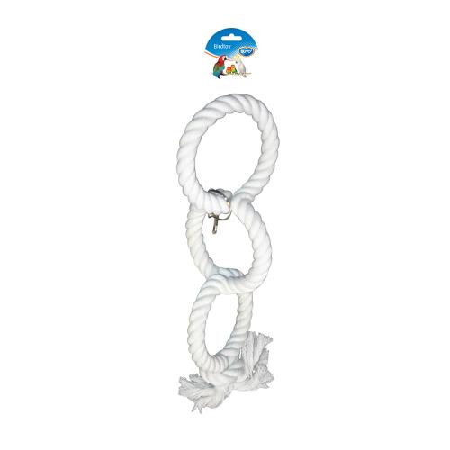 Laroy EBI DuvoPlus Papagei Spielzeug 3 Ring 43cm Weiss