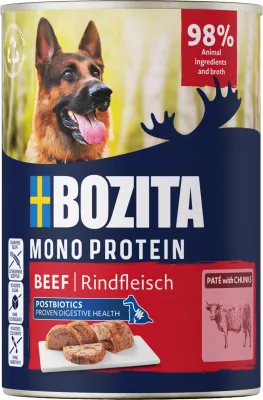 Bozita Paté Rind Dog – 400 g – Bozita - getreidefreies Monoprotein-Nassfutter für ausgewachsene Hunde