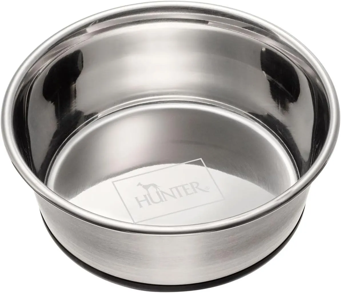Edelstahlnapf M – 550 ml / Ø 14 cm – HUNTER - rutschfester Futter- und Trinknapf für Hunde und Katzen