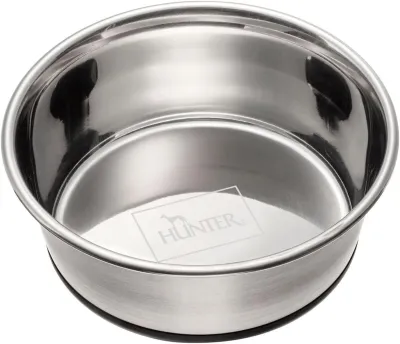 Edelstahlnapf L – 1,1 l / Ø 17 cm – HUNTER - rutschfester Futter- und Trinknapf für Hunde und Katzen