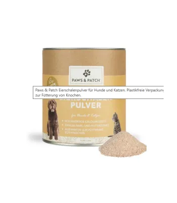 Mineralstoff-Ergänzung EIERSCHALEN Pulver für Hunde und Katzen Paws&Patch 500g – Paws & Patch