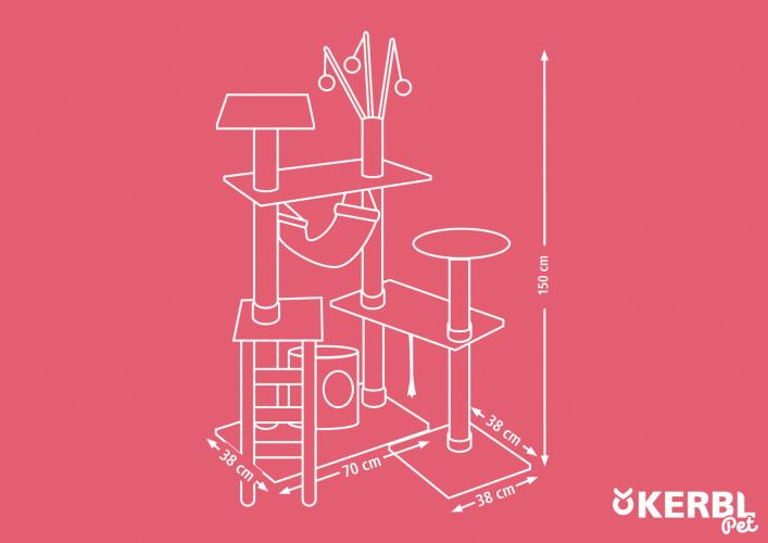 Kratzbaum Creativ Adventure beige/grau, Höhe 150cm – Kerbl