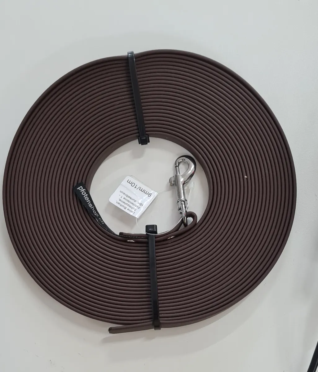 Biothan Schleppleine 10m 9mm dunkelbraun ohne Handschlaufe