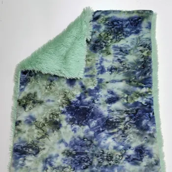 Relaxdecke 4-lagig, mint, batik blau grün, 140x90cm