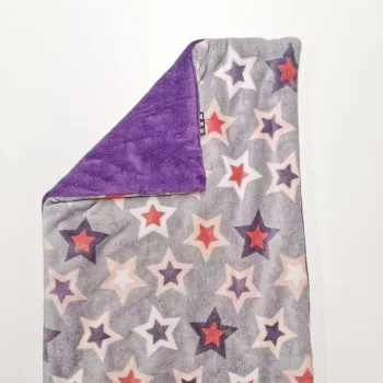 Kuscheldecke 3-lagig, violett-hellgrau_stern_rosa_weiss_violett, 140x90cm
