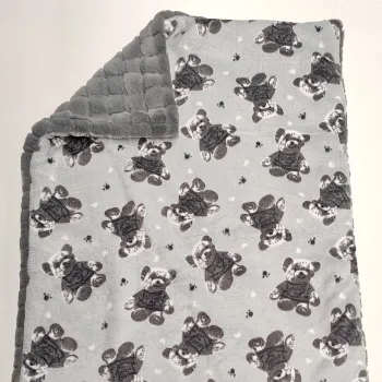 Kuscheldecke 3-lagig, grau karo teddy, grau teddy, grau, 140x90cm