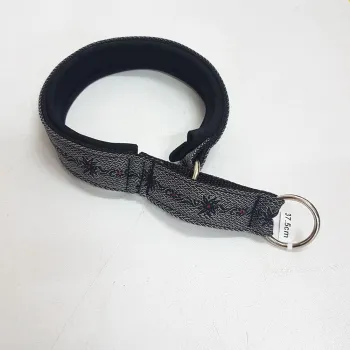 Halsband Zug-Stop, 2.5 - 3.5cm, 25 - 55cm, Neopren mit Ethno Borte Grau Ethno Borte Grau, schwarz – 2.5cm, 25cm