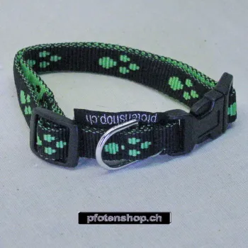 Klickhalsband Pfoten schwarz - grün Pfoten – 1.5cm, 30-46cm