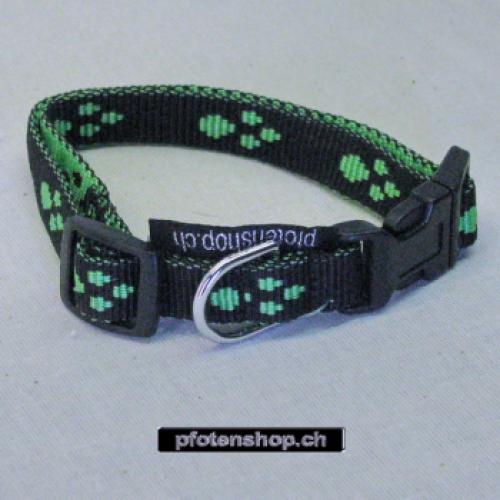 Klickhalsband Pfoten schwarz - grün Pfoten – 1.5cm, 30-46cm