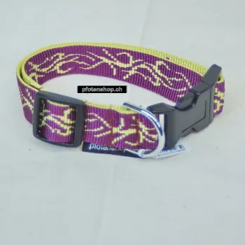 Klickhalsband Tattoo bordeaux - gelb – 1.5cm, 30-46cm