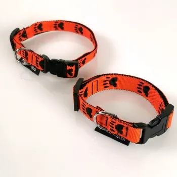 Klickhalsband +, Pfoten orange - schwarz – 2.0cm, 25-35cm