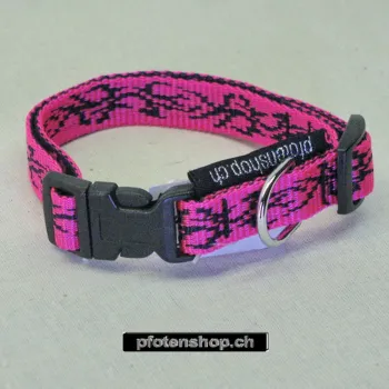 Klickhalsband Tattoo pink - schwarz – 2.5cm, 30-45cm