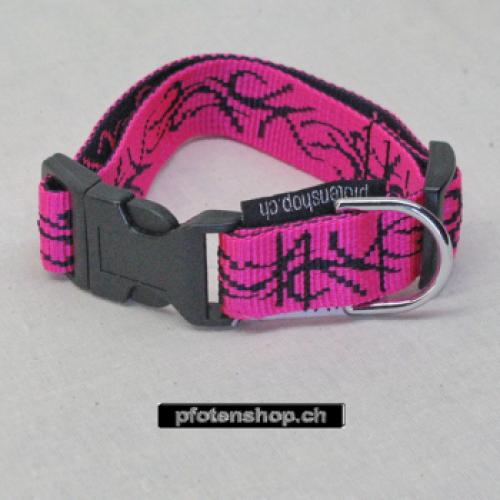 Klickhalsband Tattoo pink - schwarz – 2.5cm, 30-45cm