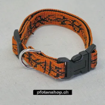 Klickhalsband Tattoo orange - schwarz – 1.5cm, 30-46cm