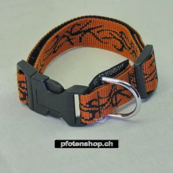 Klickhalsband Tattoo orange - schwarz – 1.5cm, 30-46cm