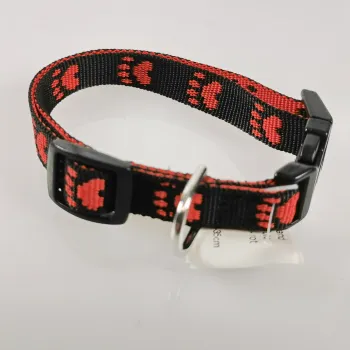 Klickhalsband Pfoten schwarz - rot Pfoten – 1.5cm, 18.5-26cm