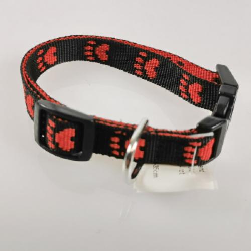 Klickhalsband Pfoten schwarz - rot Pfoten – 1.5cm, 18.5-26cm