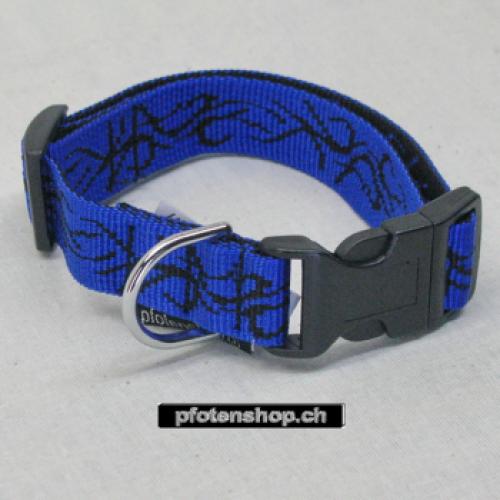 Klickhalsband Tattoo blau - schwarz – 2.5cm, 40-65cm