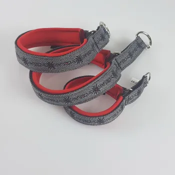 Zug-Stopp-Halsband Neopren mit Ethno Borte Gra – 3.0cm, 35cm
