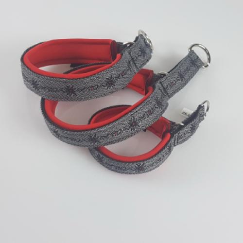 Zug-Stopp-Halsband Neopren mit Ethno Borte Gra – 3.0cm, 35cm