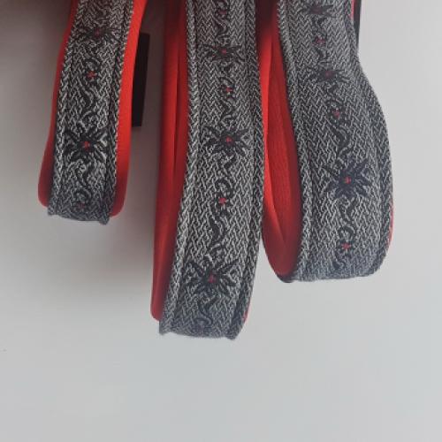 Zug-Stopp-Halsband Neopren mit Ethno Borte Gra – 3.0cm, 35cm