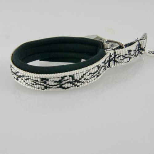 Zug-Stopp-Halsband Neopren Tattoo weiss - schw – 2.0cm, 30cm