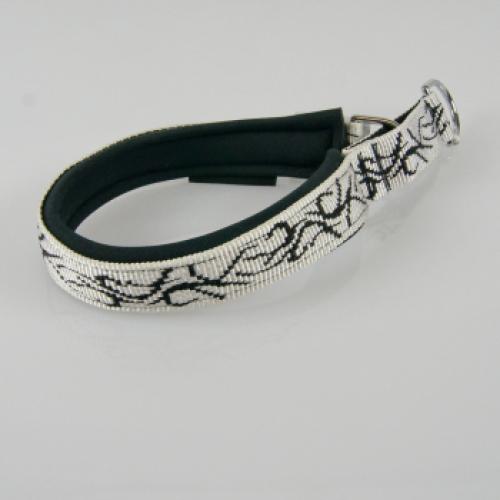 Zug-Stopp-Halsband Neopren Tattoo weiss - schw – 2.0cm, 30cm