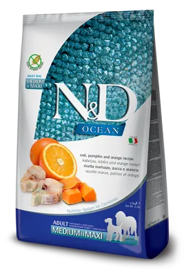 N&D Ocean canine, Cod, Pumpkin &Orange Adult Medium &Maxi, 12.00 kg