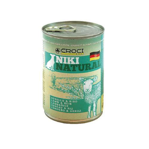 NIKI NATURAL: Cibo umido senza glutine per cani naturalmente felici (Copia) – 400 gr / Agnello & Riso – Croci