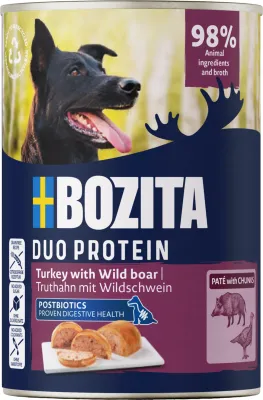Bozita Paté Pute mit Wildschwein Dog – 400 g – Bozita - getreidefreies Nassfutter für ausgewachsene Hunde