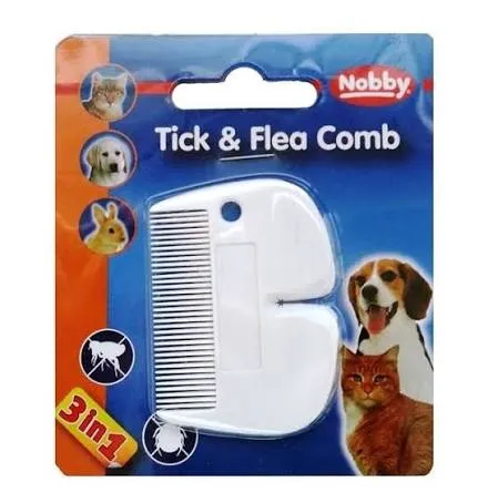 Nobby Zecken- und Flohkamm für Hunde, Katzen und Kaninchen 3-in-1