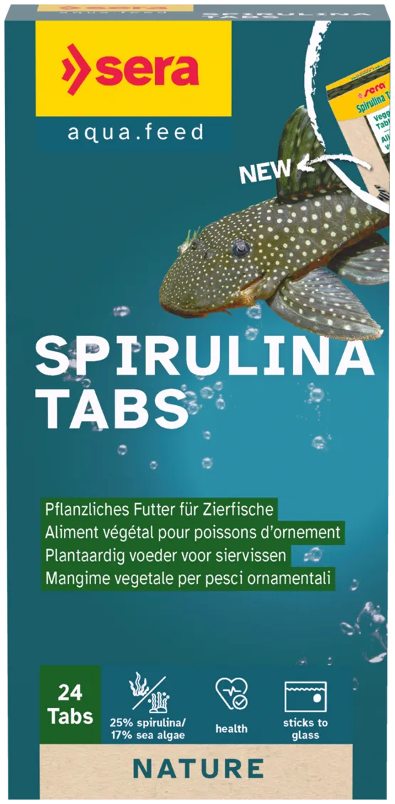 Fischfutter Spirulina Tabs Nature Zierfisch-Futtertabletten 24 Stück – sera