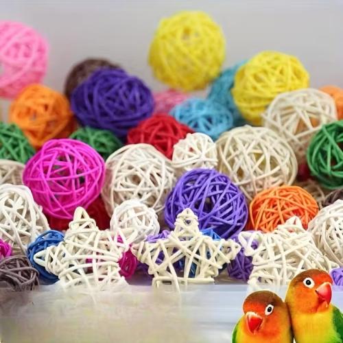 Rattan Spielbälle Katze Farbmix leicht