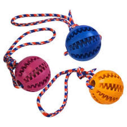 Nobby Dental Vollgummi Ball mit Seil Ø 7 cm Hundespielzeug
