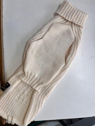 Hundestrickpullover panna Zopf Merinowolle Grösse 36 - Fashion Dog