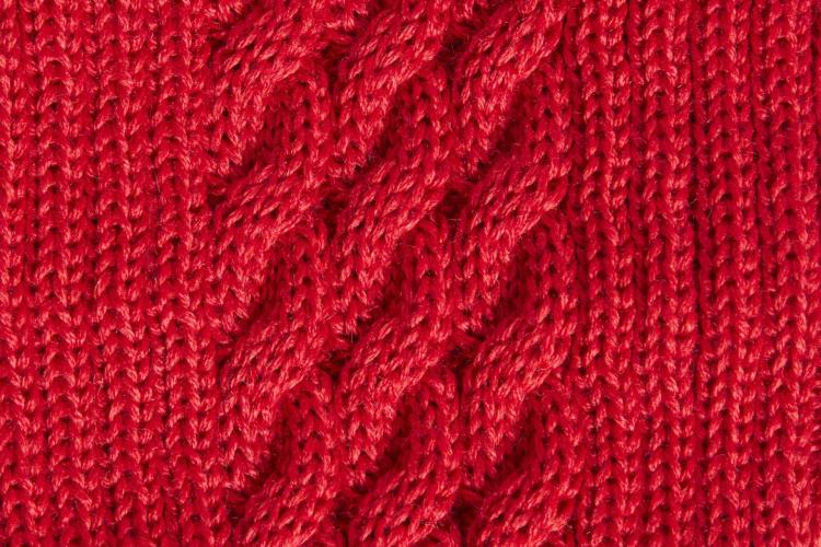 Hundestrickpullover rot Grösse 55- Zopf Merinowolle Acryl- Fashion Dog