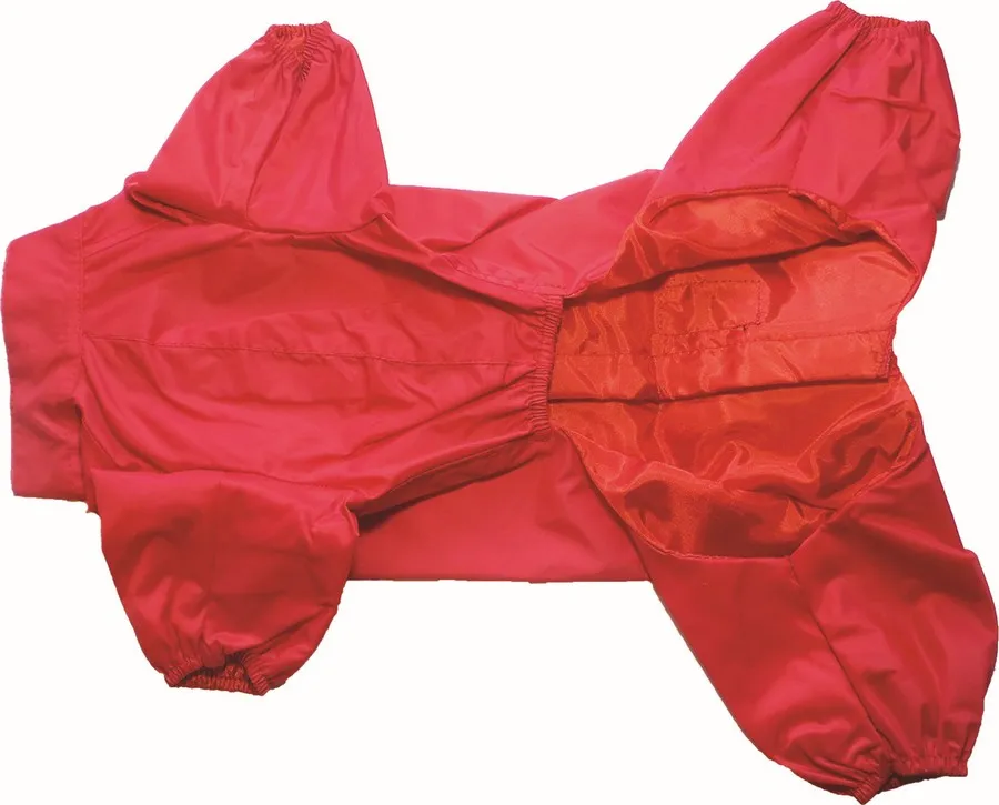 Wasserdichter Anzug ungefüttert aus Nylon rot – Grösse 70 – Fashion Dog - Regenanzug für Hunde