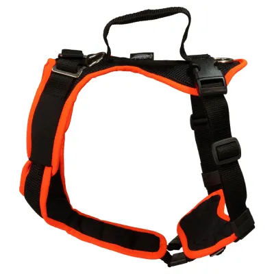 Hundegeschirr Vary 4XS – 6XS, Schwarz–Leuchtorange | Grossenbacher